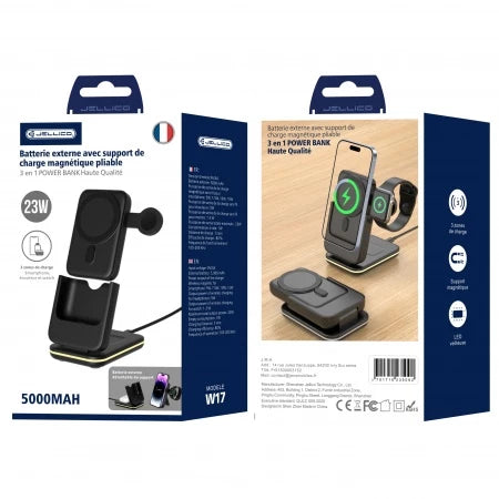 Station de charge magnétique 5-en-1 avec batterie 5000 mAh – JELLICO W17