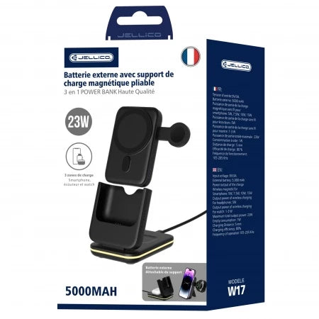 Station de charge magnétique 5-en-1 avec batterie 5000 mAh – JELLICO W17