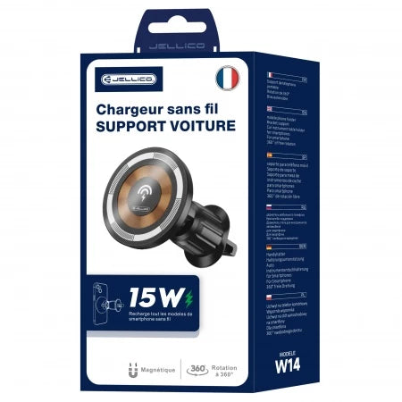 Support voiture magnétique avec charge sans fil 15W – JELLICO W14