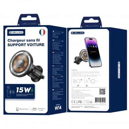 Support voiture magnétique avec charge sans fil 15W – JELLICO W14
